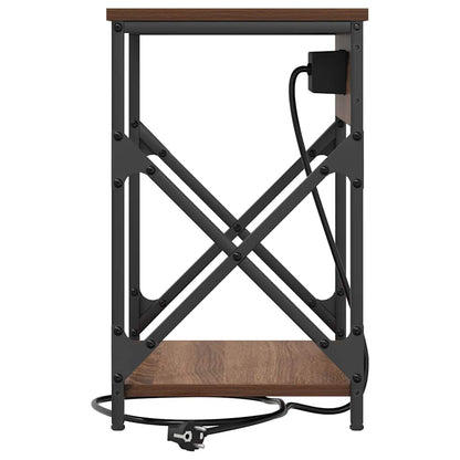 Nachttisch mit Ladestation 2 pcs Braune Eiche 41 x 31 x 51 cm