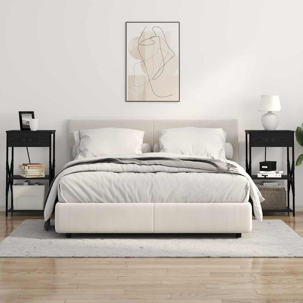 Nachttisch mit Regal 2 pcs Schwarz Eichen-Optik 41 x 31 x 76 cm