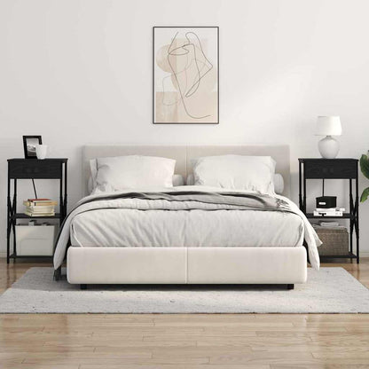 Nachttisch mit Regal 2 pcs Schwarz Eichen-Optik 41 x 31 x 76 cm