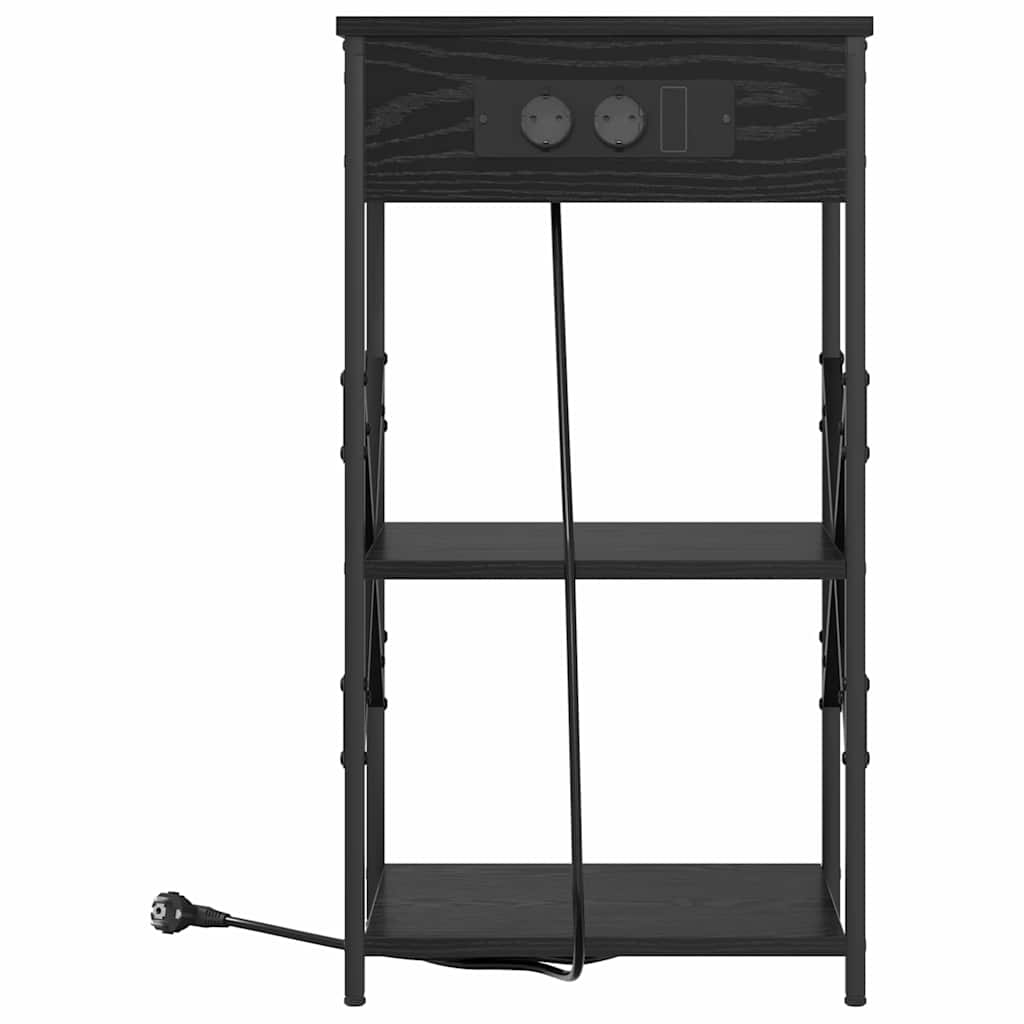 Nachttisch mit Regal 2 pcs Schwarz Eichen-Optik 41 x 31 x 76 cm