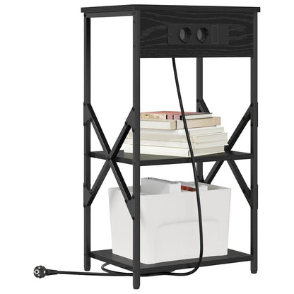 Nachttisch mit Regal 2 pcs Schwarz Eichen-Optik 41 x 31 x 76 cm