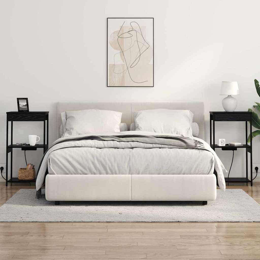 Nachttisch mit Ladestation Schwarz Eichen-Optik Holzwerkstoff