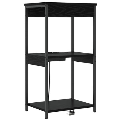 Nachttisch mit Ladestation Schwarz Eichen-Optik Holzwerkstoff