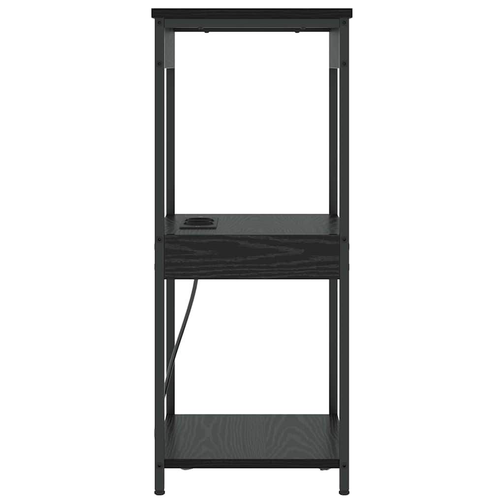 Nachttisch mit Ladestation Schwarz Eichen-Optik Holzwerkstoff