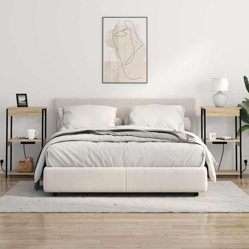 Nachttisch mit Ladestation mit Regal Sonoma-Eiche Holzwerkstoff