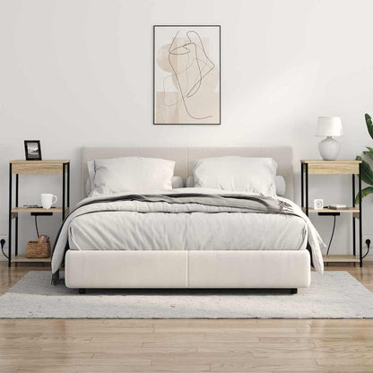 Nachttisch mit Ladestation mit Regal Sonoma-Eiche Holzwerkstoff