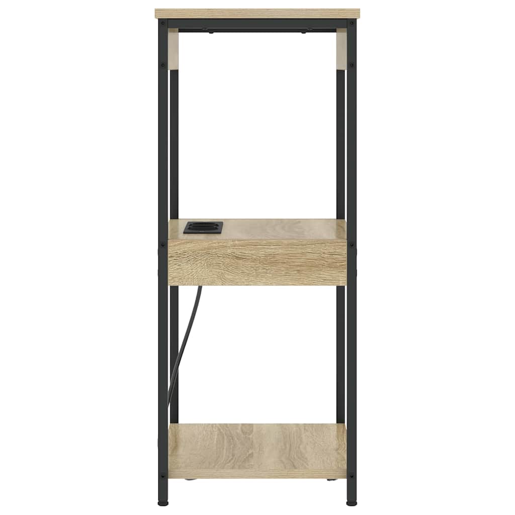 Nachttisch mit Ladestation mit Regal Sonoma-Eiche Holzwerkstoff