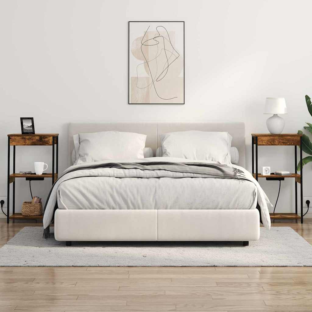 Nachttisch mit Ladestation mit Regal Räuchereiche Holzwerkstoff