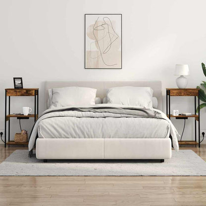 Nachttisch mit Ladestation mit Regal Räuchereiche Holzwerkstoff