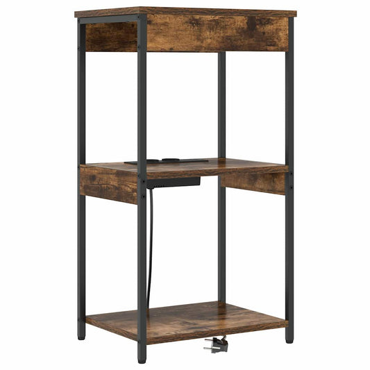 Nachttisch mit Ladestation mit Regal Räuchereiche Holzwerkstoff