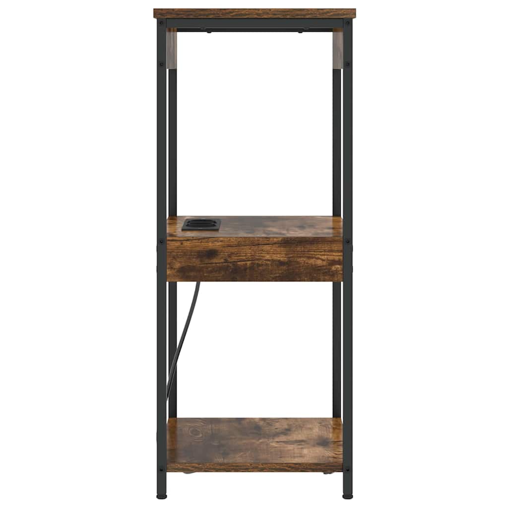 Nachttisch mit Ladestation mit Regal Räuchereiche Holzwerkstoff
