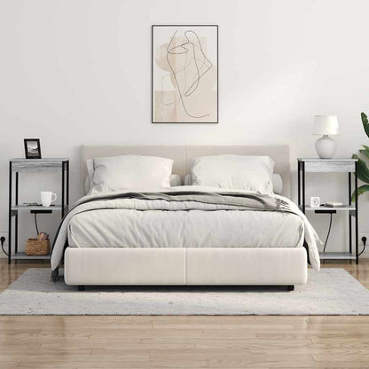 Nachttisch mit Ladestation mit Regal Grau Sonoma Holzwerkstoff