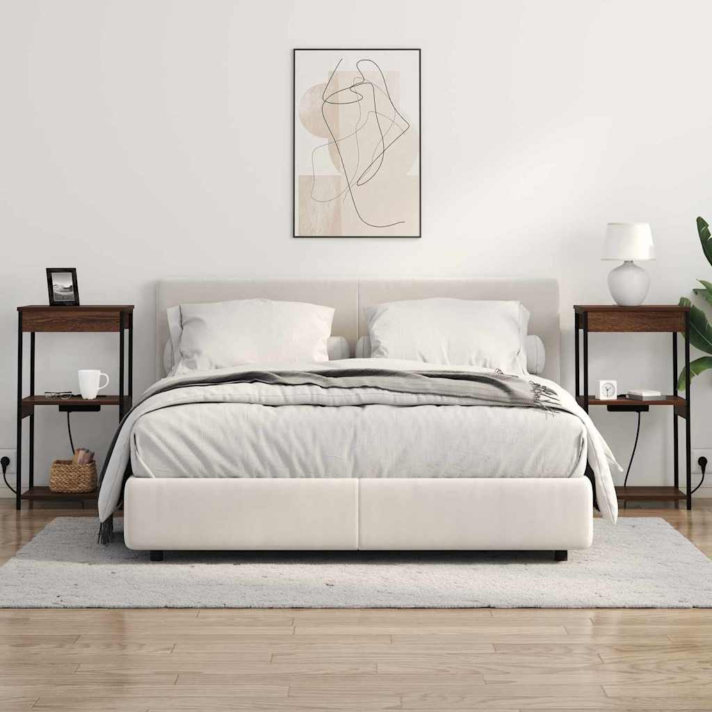 Nachttisch mit Ladestation Braun Eichen-Optik Holzwerkstoff