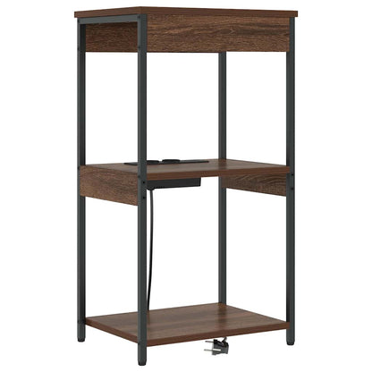 Nachttisch mit Ladestation Braun Eichen-Optik Holzwerkstoff