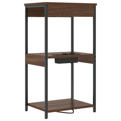 Nachttisch mit Ladestation Braun Eichen-Optik Holzwerkstoff