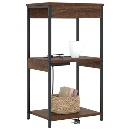 Nachttisch mit Ladestation Braun Eichen-Optik Holzwerkstoff