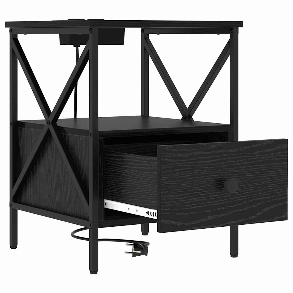 Nachttisch Schwarz Eichen-Optik 41,5 x 40,5 x 55 cm