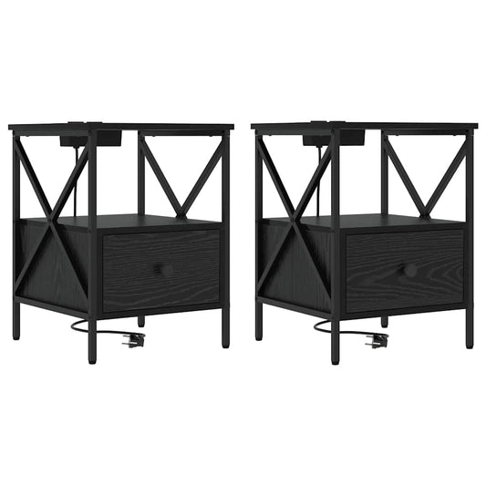 Nachttisch Schwarz Eichen-Optik 41,5 x 40,5 x 55 cm