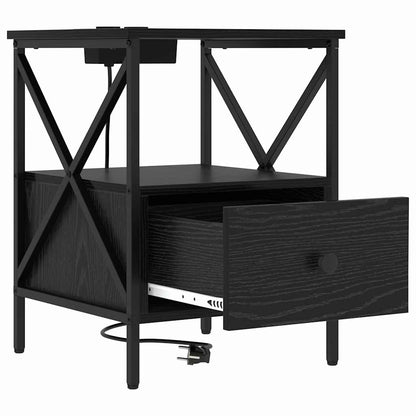 Nachttisch Schwarz Eichen-Optik 41,5 x 40,5 x 55 cm