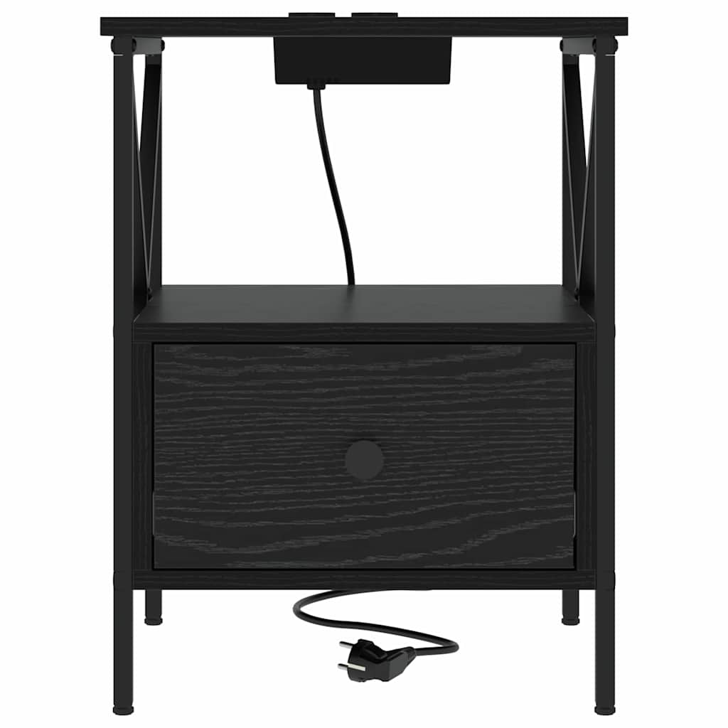 Nachttisch Schwarz Eichen-Optik 41,5 x 40,5 x 55 cm