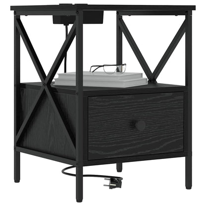 Nachttisch Schwarz Eichen-Optik 41,5 x 40,5 x 55 cm