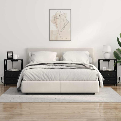 Nachttisch mit Ladestation Schwarz Eichen-Optik Holzwerkstoff