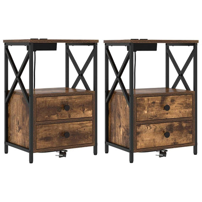 Nachttisch mit Ladestation Räuchereiche Holzwerkstoff