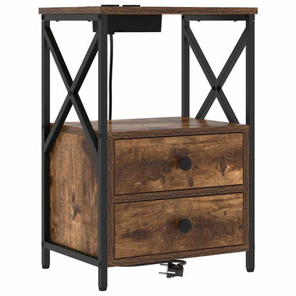 Nachttisch mit Ladestation Räuchereiche Holzwerkstoff