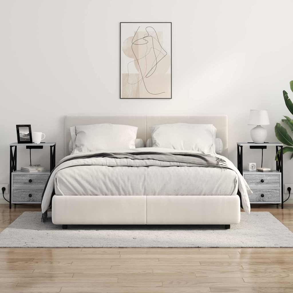 Nachttisch mit Ladestation Grau Sonoma Holzwerkstoff