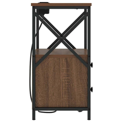 Nachttisch mit Ladestation Braun Eichen-Optik Holzwerkstoff