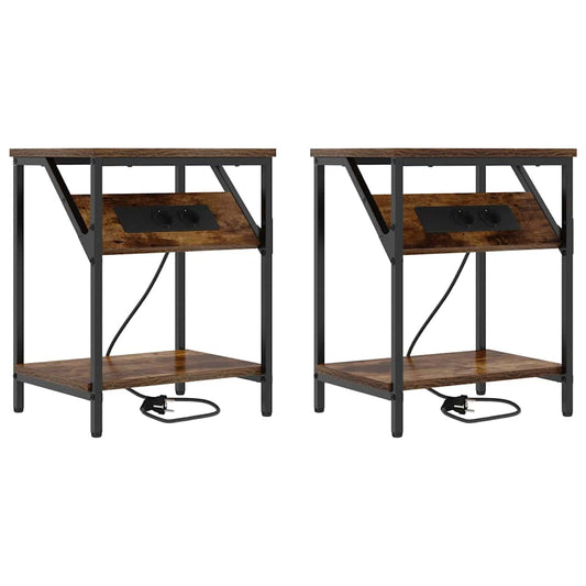 Nachttisch 2 pcs Räuchereiche 38 x 30 x 48 cm Holzwerkstoff