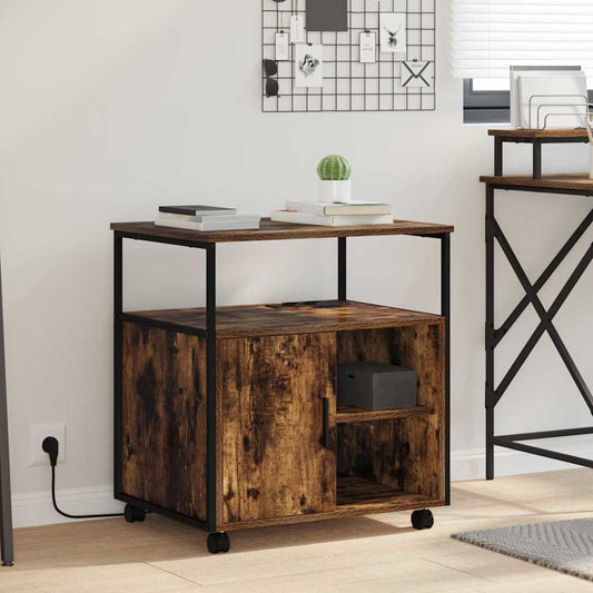 Büroschrank mit Lademöglichkeit Räuchereiche 61 x 46 x 67 cm