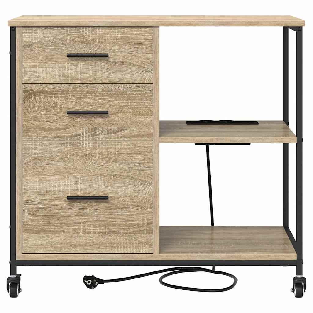 Büroschrank mit Rad Sonoma Eiche 76 x 41 x 72 cm Holzwerkstoff