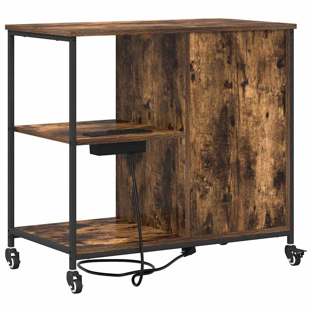 Büroschrank mit Rad Räuchereiche 76 x 41 x 72 cm Holzwerkstoff