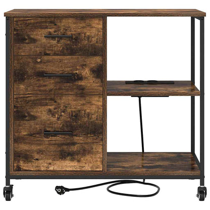 Büroschrank mit Rad Räuchereiche 76 x 41 x 72 cm Holzwerkstoff