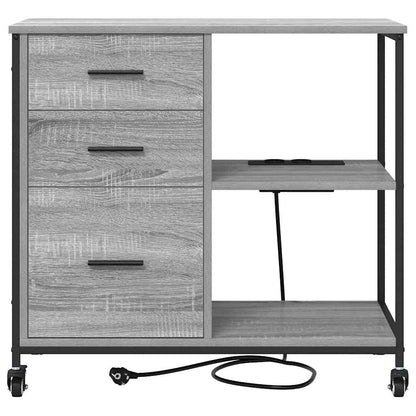Büroschrank mit Rad Grau Sonoma 76 x 41 x 72 cm Holzwerkstoff