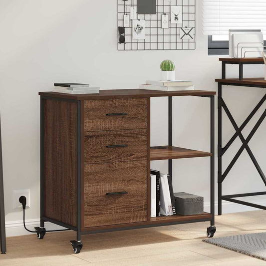 Büroschrank mit Rad Braune Eiche 76 x 41 x 72 cm Holzwerkstoff