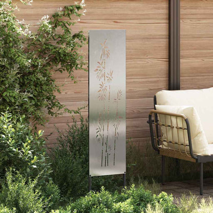 Garten Sichtschutz-Leinwand Floral Silber 32 x 140 cm Edelstahl