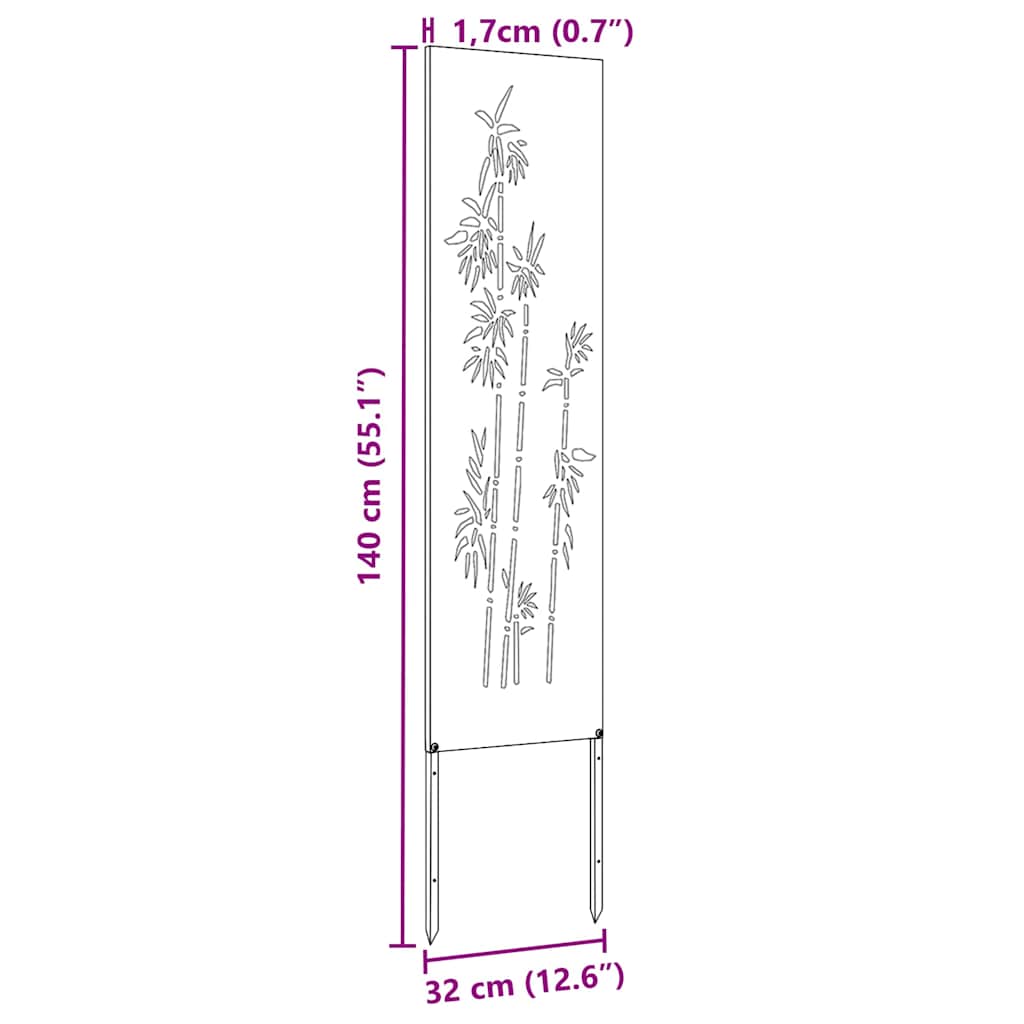 Garten Sichtschutz-Leinwand Floral Silber 32 x 140 cm Edelstahl