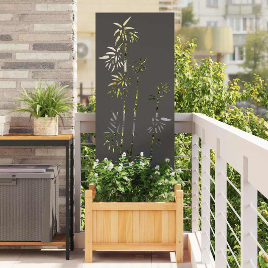 Garten Sichtschutz-Leinwand Floral Schwarz 50 x 140 cm