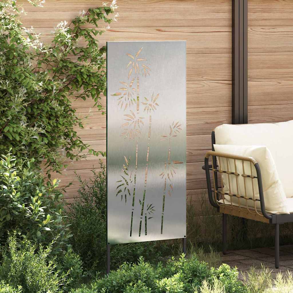 Garten Sichtschutz-Leinwand Floral Silber 50 x 140 cm Edelstahl
