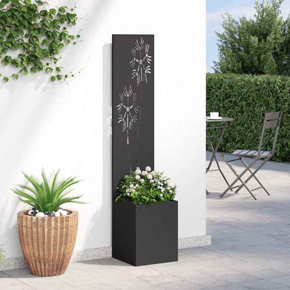 Garten Sichtschutz-Leinwand Floral Schwarz 32 x 140 cm