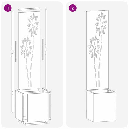 Garten Sichtschutz-Leinwand Floral Anthrazit 32 x 140 cm