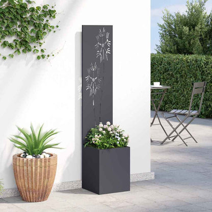 Garten Sichtschutz-Leinwand Floral Anthrazit 32 x 140 cm