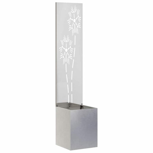 Garten Sichtschutz-Leinwand Floral Silber 32 x 140 cm Edelstahl