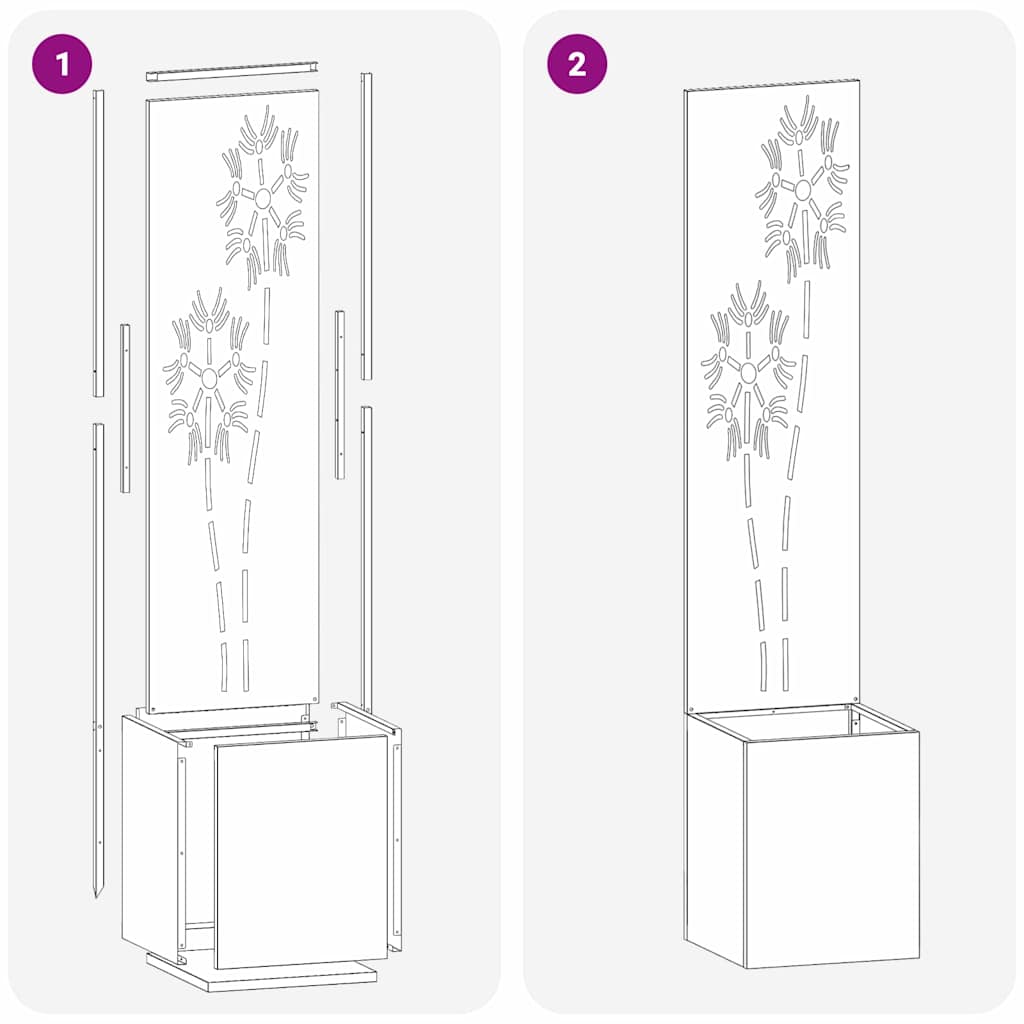 Garten Sichtschutz-Leinwand Rostig 32 x 140 cm Wetterfeststahl