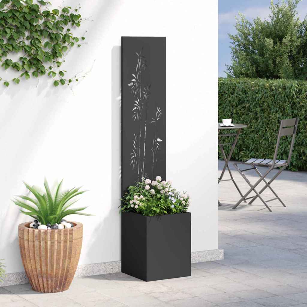 Garten Sichtschutz-Leinwand Floral Schwarz 32 x 140 cm