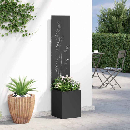 Garten Sichtschutz-Leinwand Floral Schwarz 32 x 140 cm