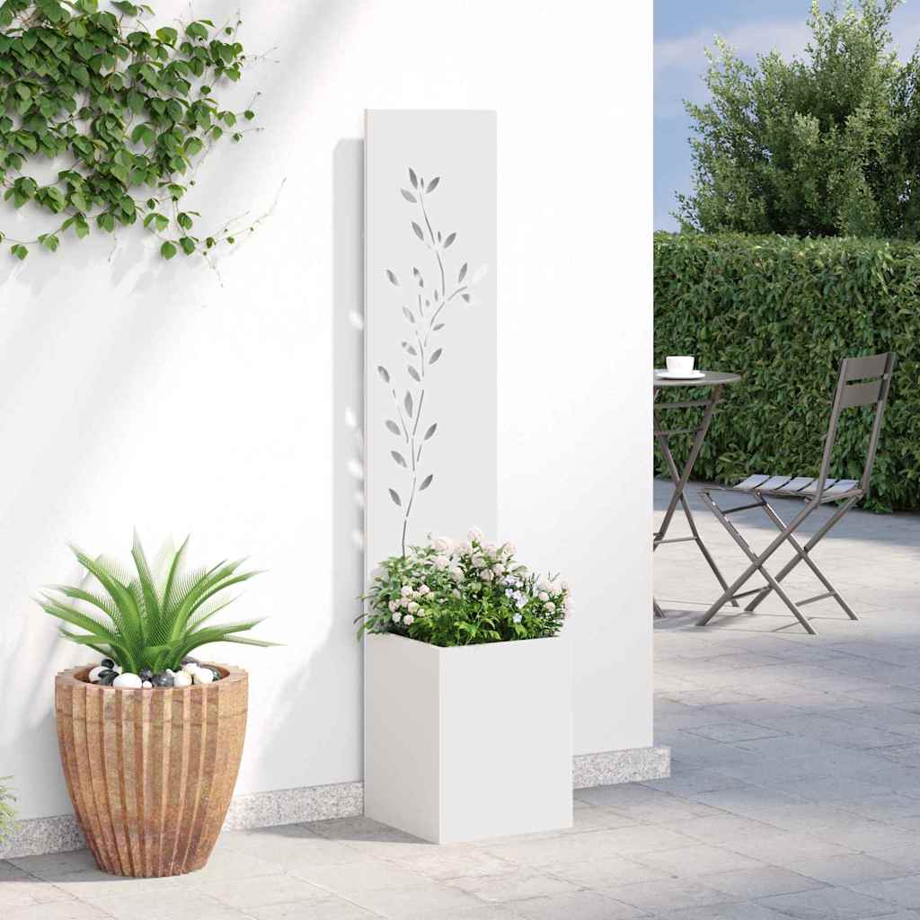 Garten Sichtschutz-Leinwand Floral Weiß 32 x 140 cm