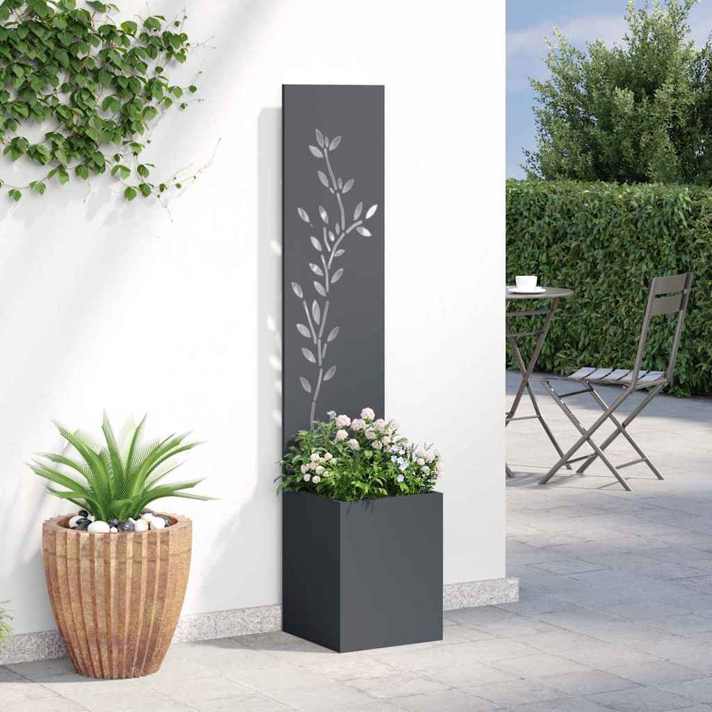 Garten Sichtschutz-Leinwand Floral Anthrazit 32 x 140 cm